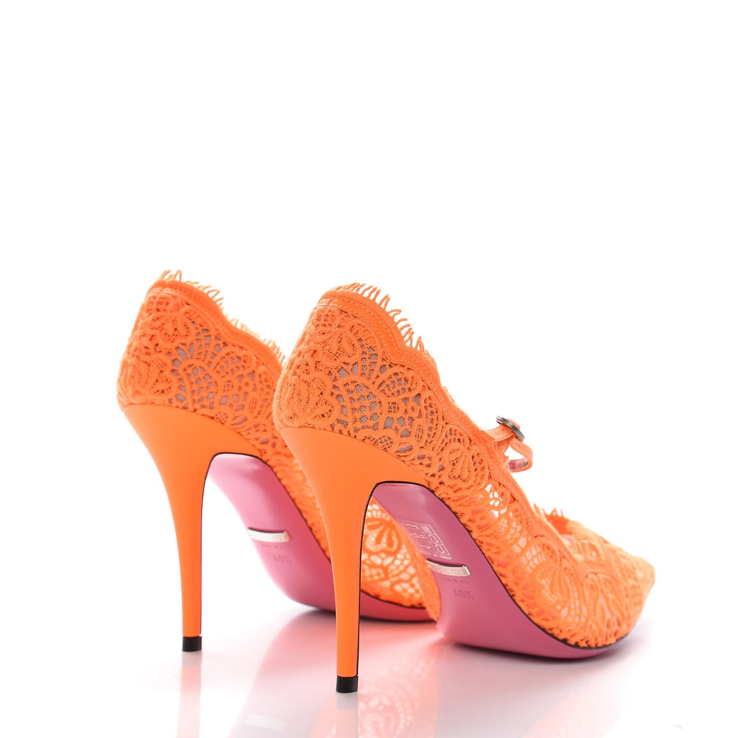 Lace Pizzo Venice Pumps 40.5 Orange Fluo
