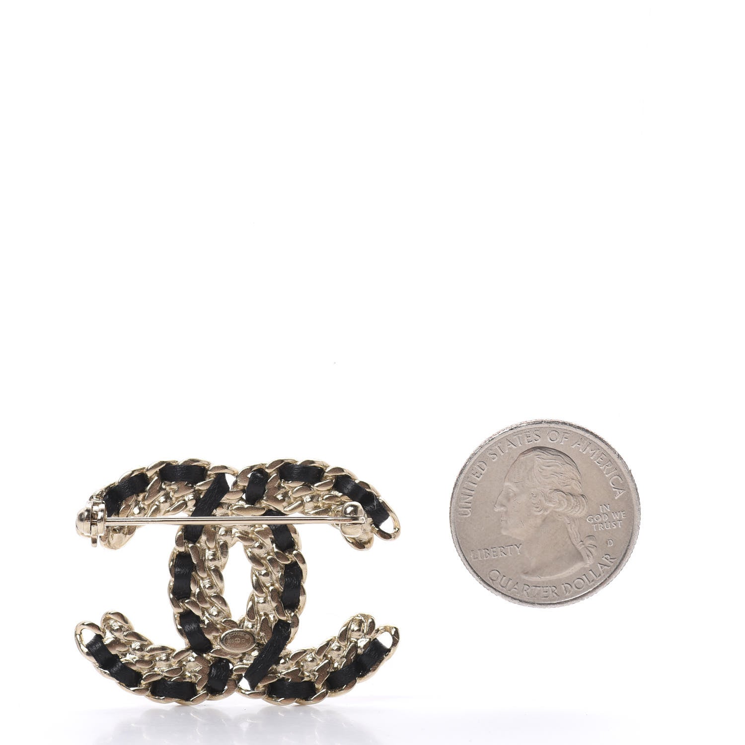 Chanel Lambskin Crystal Vintage Allure CC Chain Brooch Black Gold 2 of 4