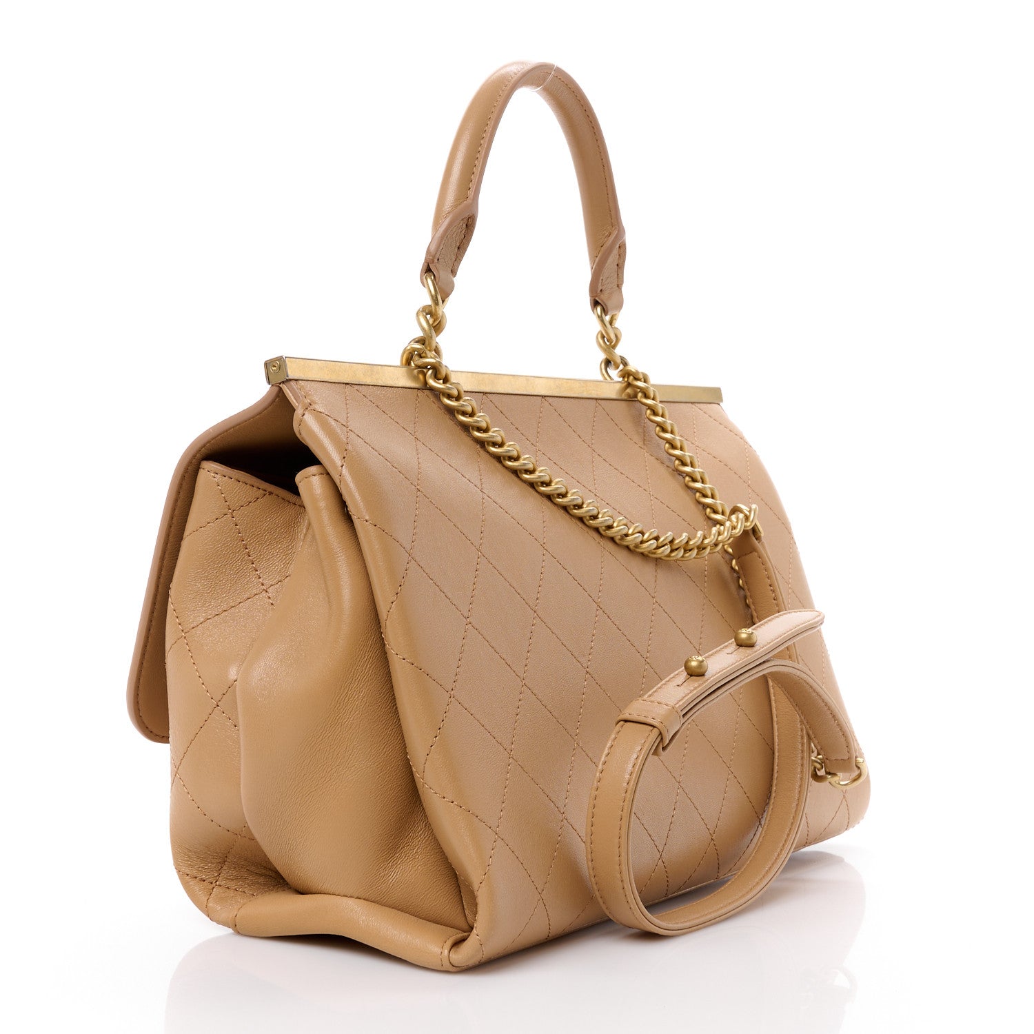 Chanel Lambskin Stitched Coco Luxe Medium Flap Beige 3 of 10