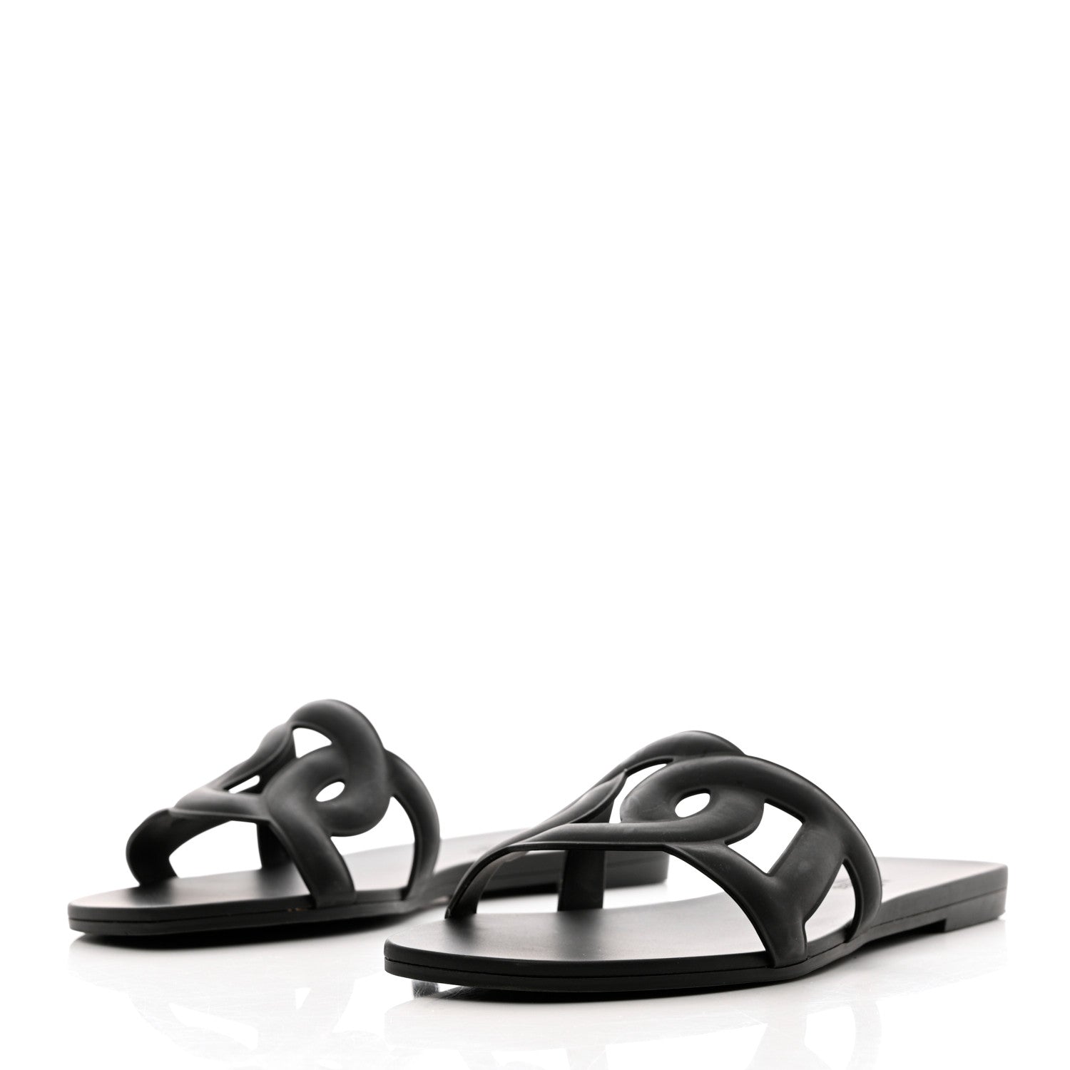 Hermes Rubber Aloha Sandals 39 Black 3 of 14