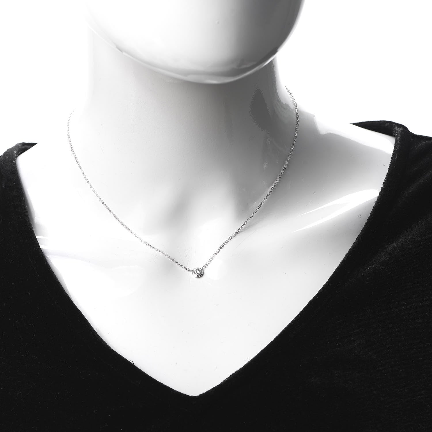 Cartier 18K White Gold Diamond LM D'Amour Pendant Necklace 2 of 6