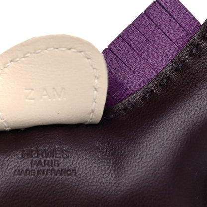 Hermes Milo Lambskin Grigri Rodeo Horse Bag Charm PM Rouge Sellier Craie Violet 3 of 4