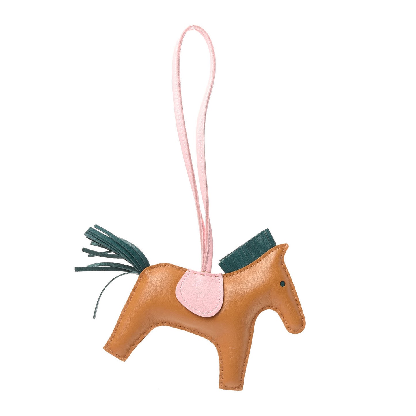 Milo Lambskin Grigri Rodeo Horse Bag Charm GM Sesame Malachite Rose Sakura