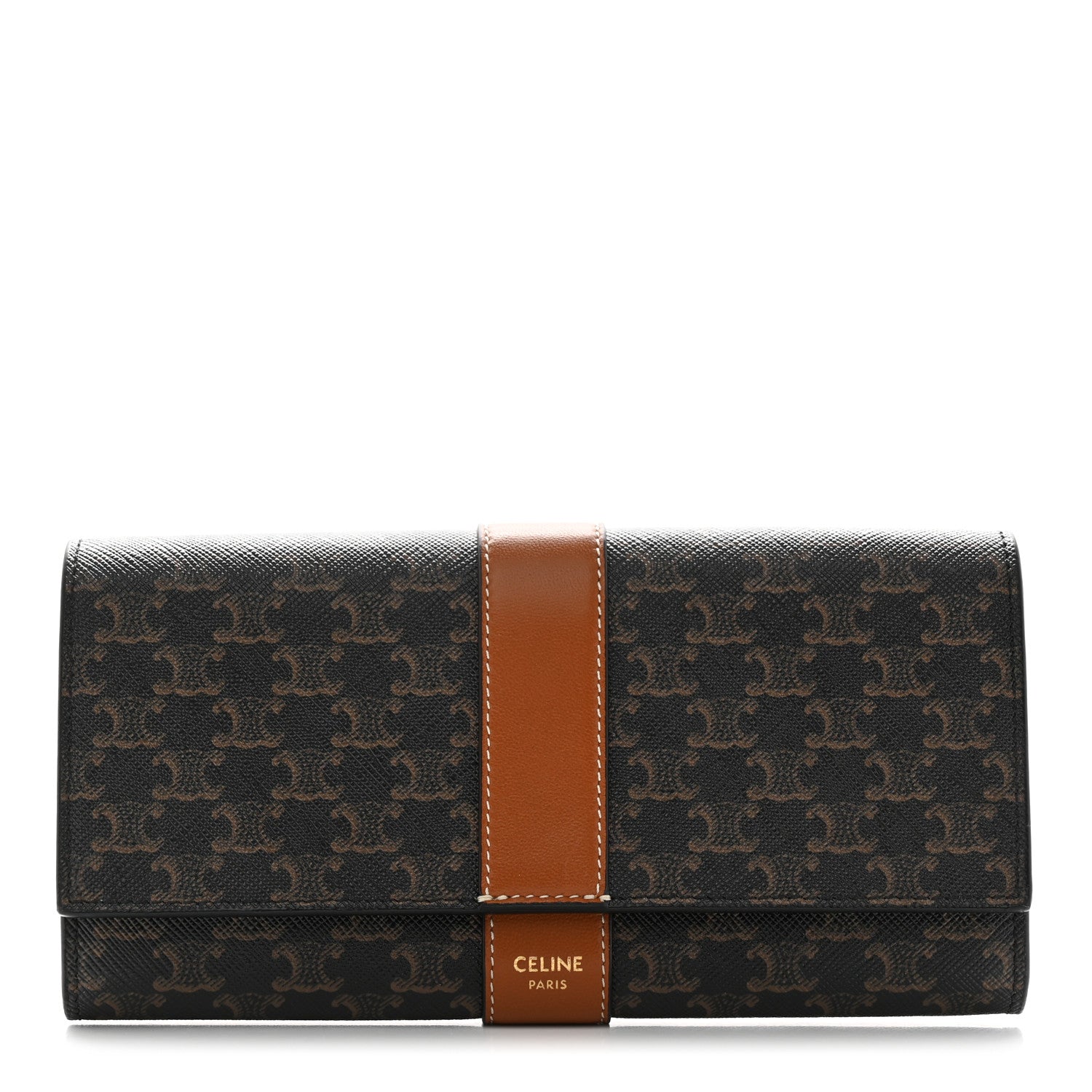 Celine Canvas Triomphe Continental Wallet Tan 1 of 12