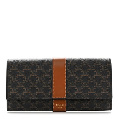 Celine Canvas Triomphe Continental Wallet Tan 1 of 12