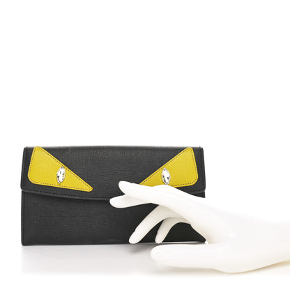 Fendi Vitello Elite Crystal Monster Eyes Simply Continental Wallet Black Cedro 2 of 10