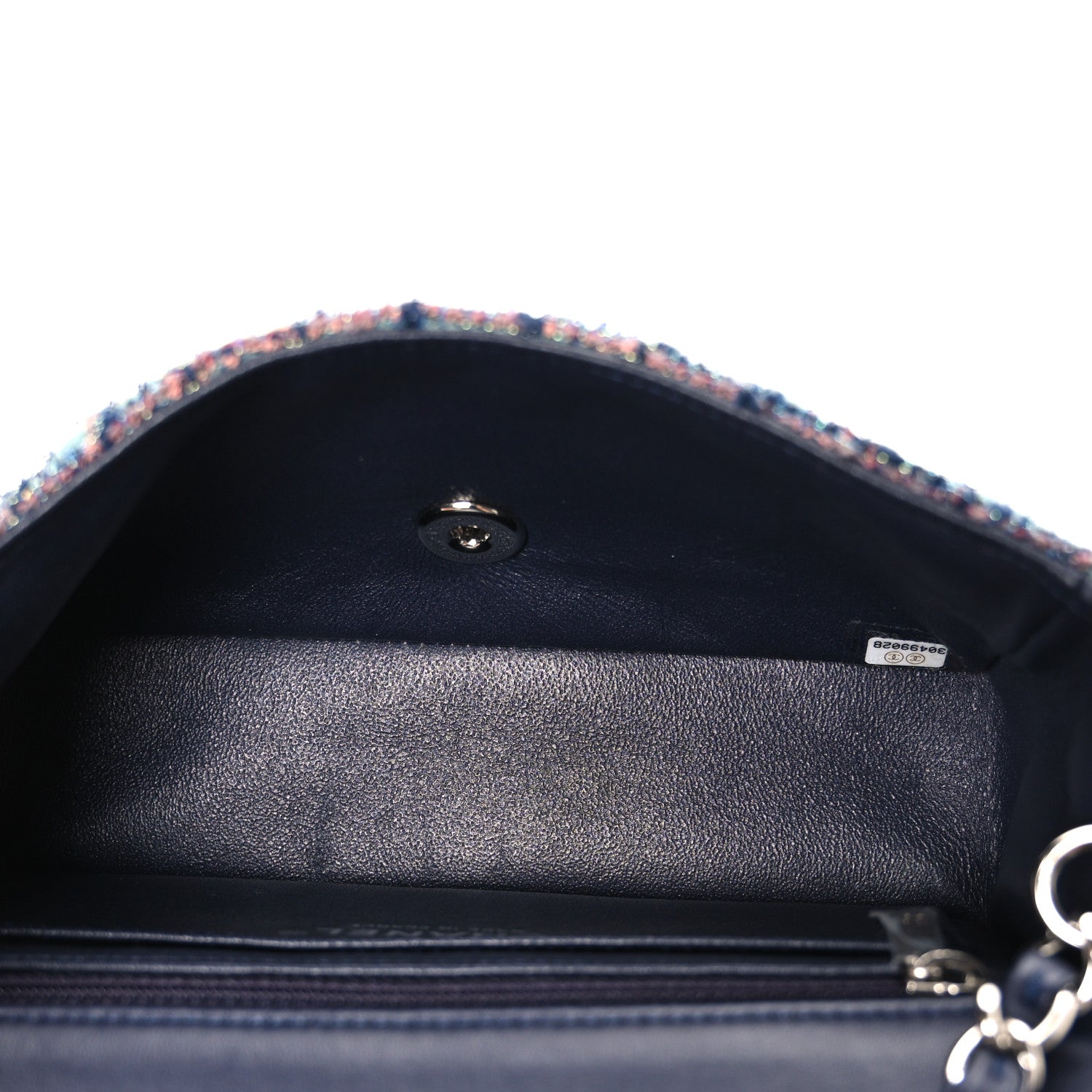 Chanel Tweed Quilted Mini Rectangular Flap Green Navy Dark Beige