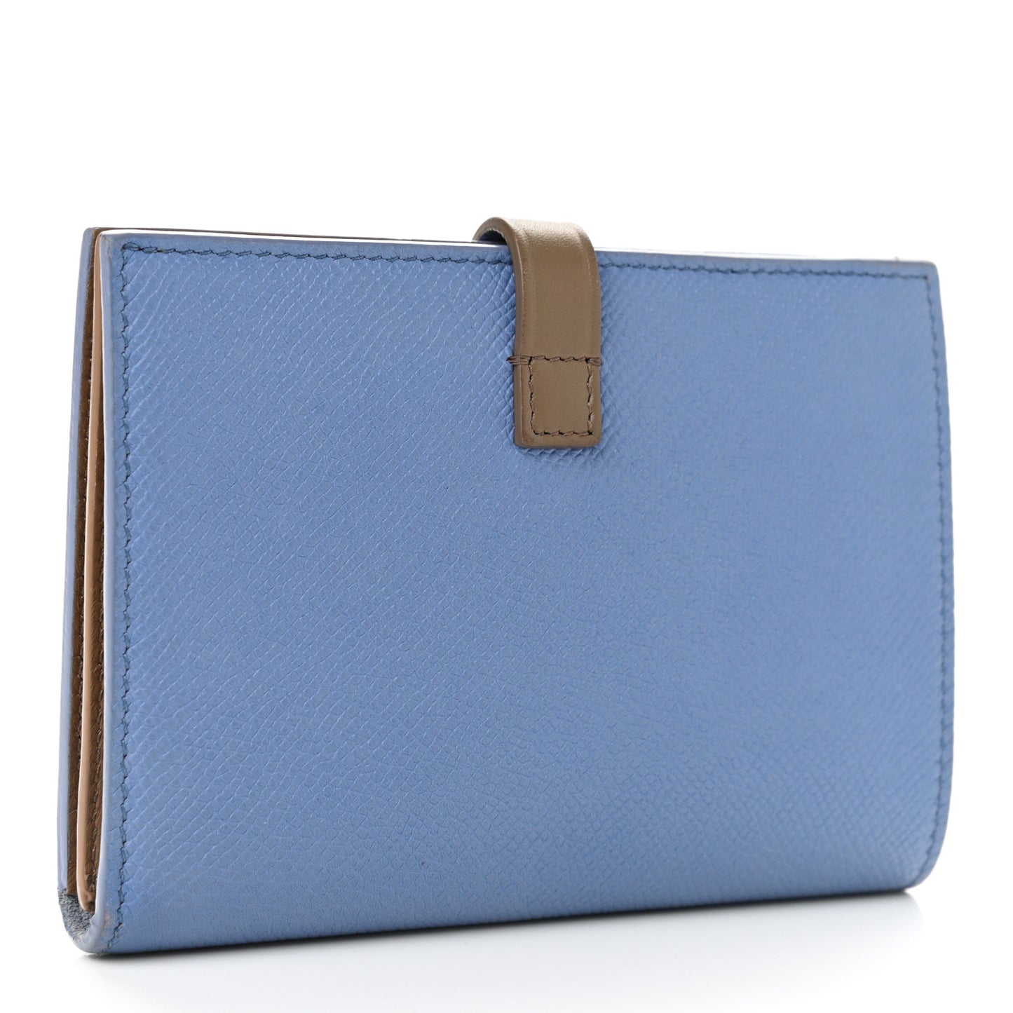 Grained Calfskin Medium Multifunction Strap Wallet Porcelain