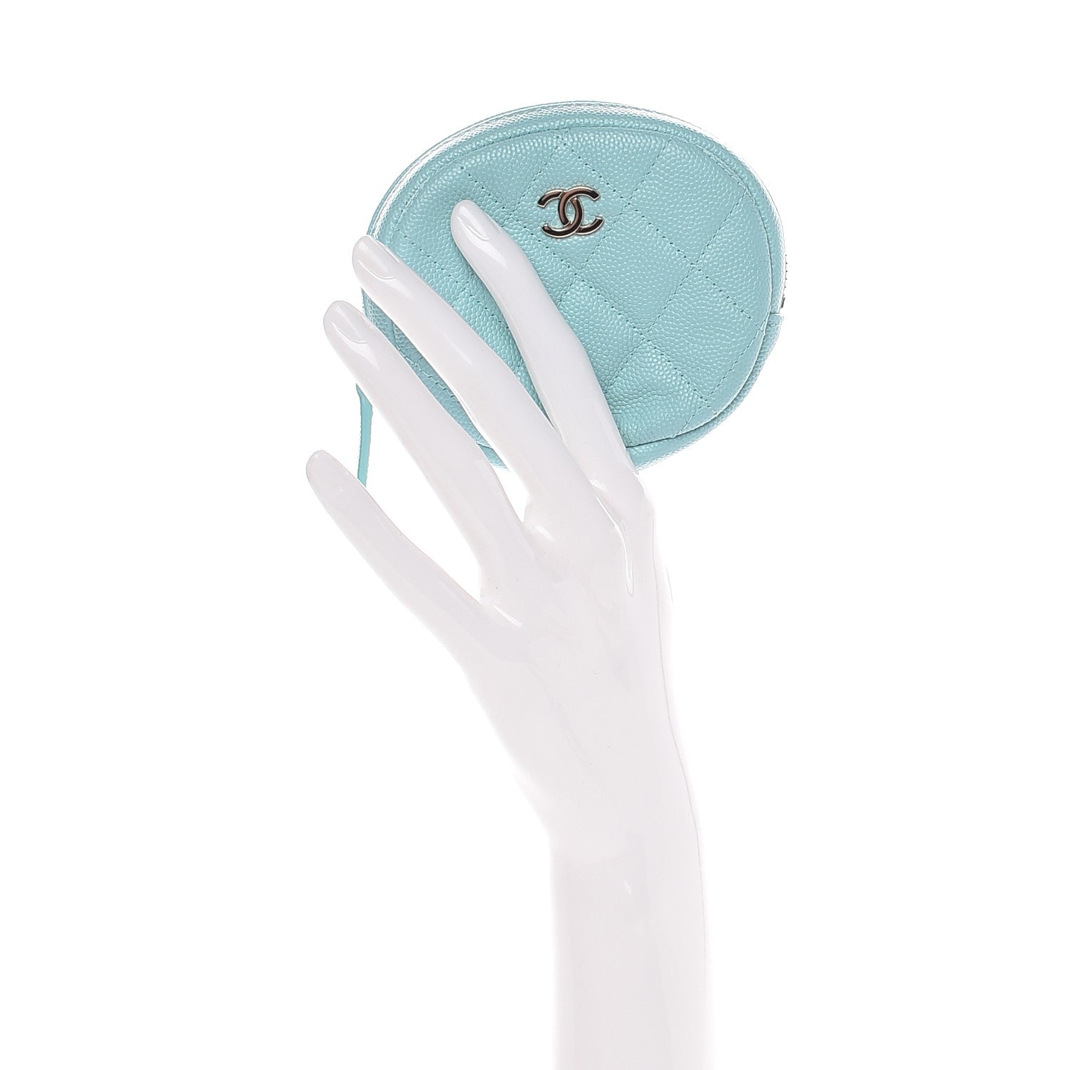 Chanel Caviar Quilted Zip Around Classic Coin Purse Light Blue 2 of 8