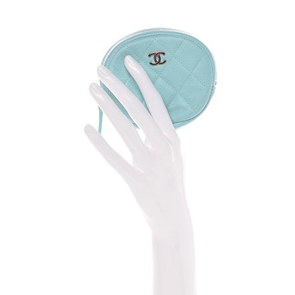 Chanel Caviar Quilted Zip Around Classic Coin Purse Light Blue 2 of 8