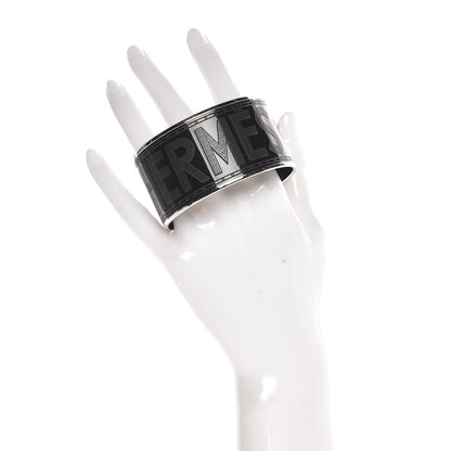 Hermes Enamel Printed Sellier Extra Wide Bracelet 65 Black 2 of 6