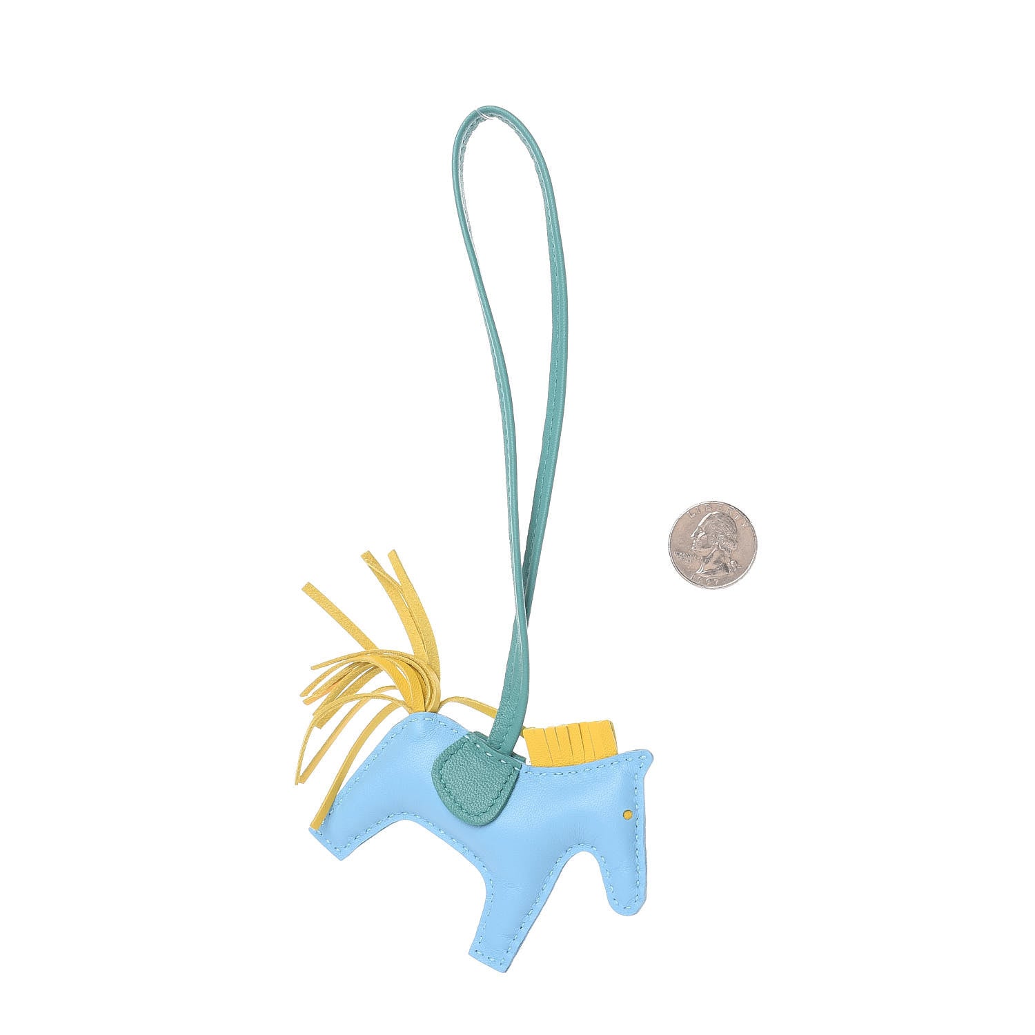 Hermes Milo Lambskin Grigri Rodeo Horse Bag Charm PM Celeste Jaune de Naples Vert Verone 2 of 4