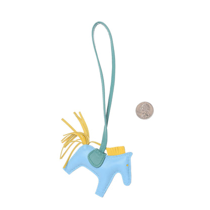 Hermes Milo Lambskin Grigri Rodeo Horse Bag Charm PM Celeste Jaune de Naples Vert Verone 2 of 4