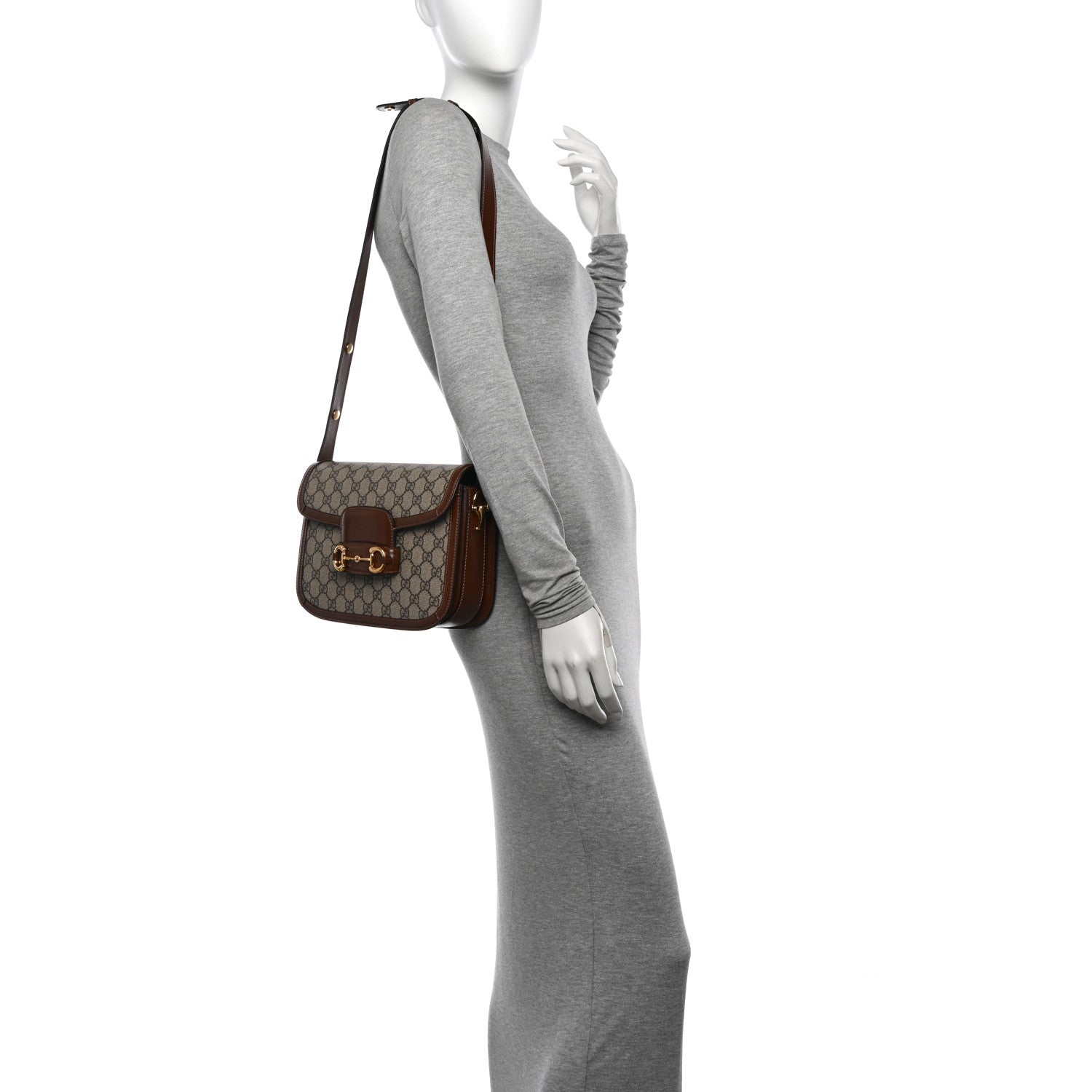 Gucci GG Supreme Monogram Horsebit 1955 Shoulder Bag Beige Brown Sugar 2 of 10