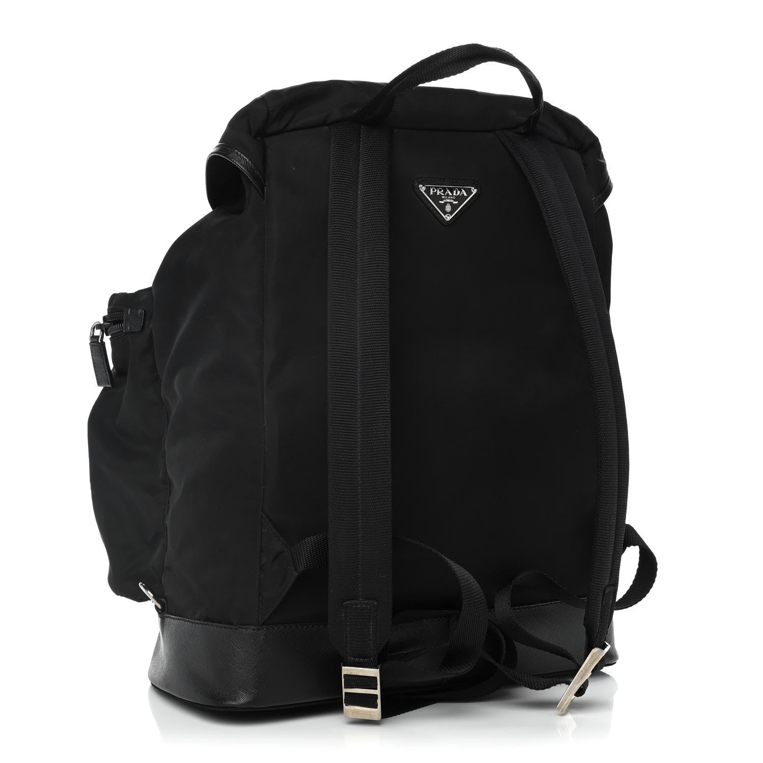 Prada Technical Nylon Saffiano Double Buckle Backpack Black 2 of 14