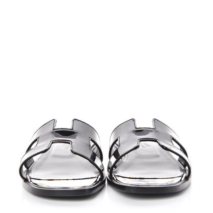 Hermes Patent Oran Sandals 37.5 Black 2 of 12