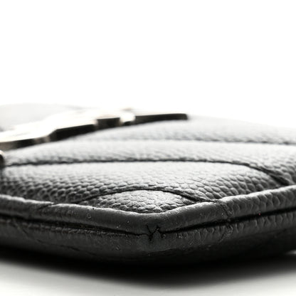 Saint Laurent Grain De Poudre Matelasse Chevron Monogram Credit Card Case Black 10 of 10