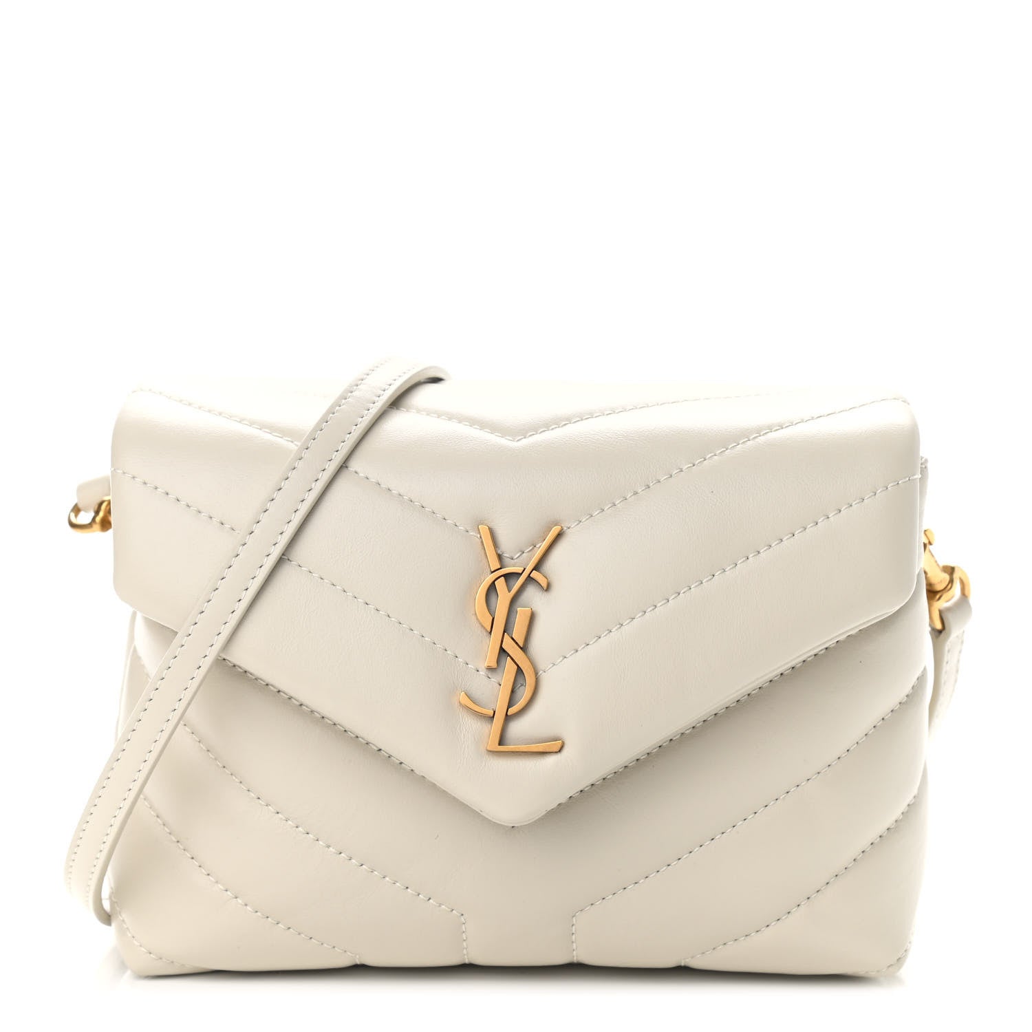 Saint Laurent Calfskin Y Quilted Monogram Toy Loulou Crossbody Bag Ivory 1 of 9