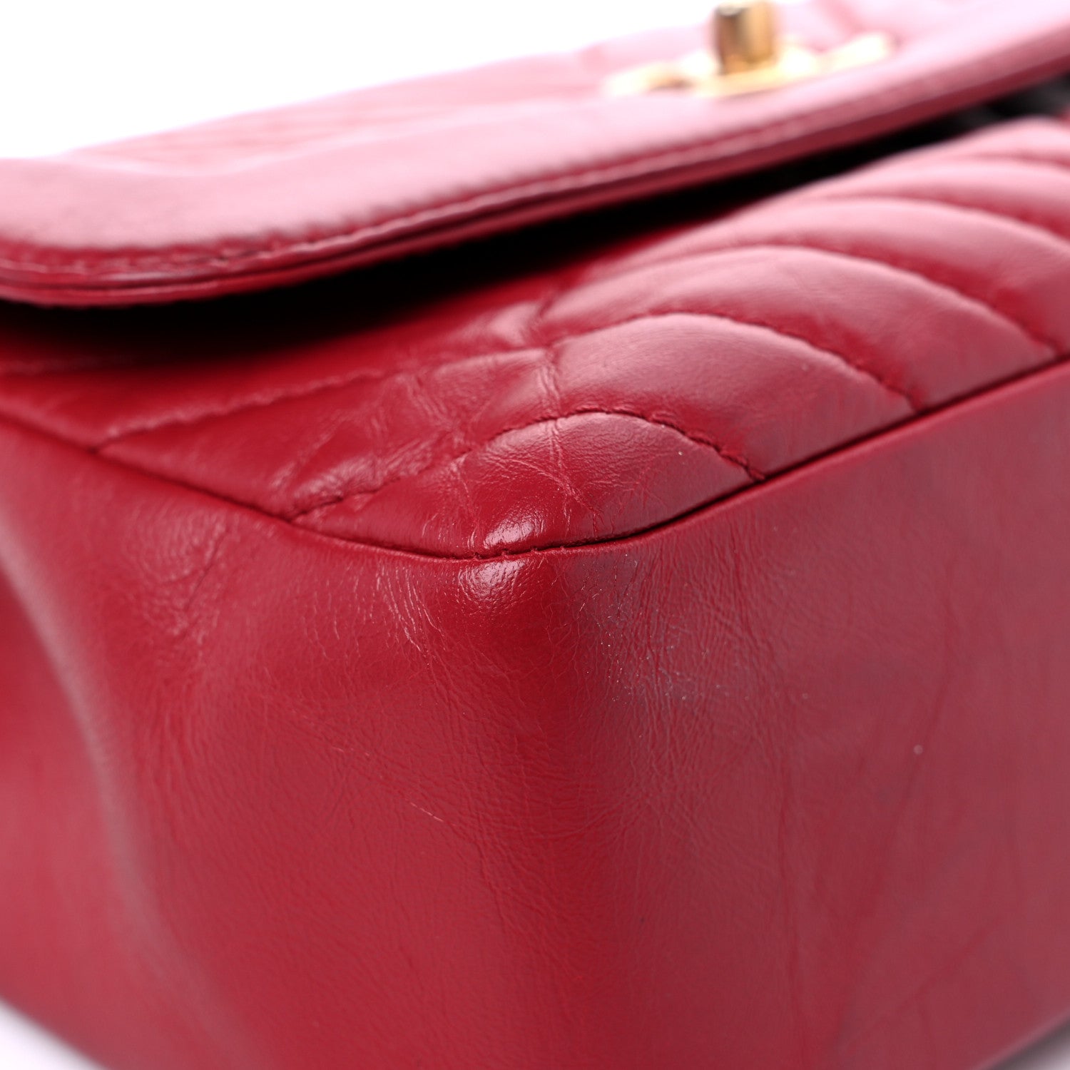 Chanel Calfskin Chevron Quilted Top Handle Flap Red 7 of 15