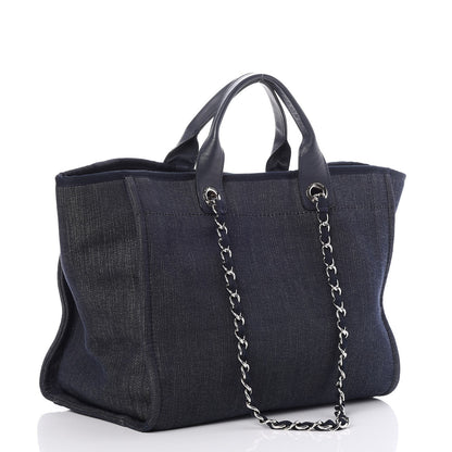 Chanel Denim Large Deauville Tote Dark Blue 3 of 7