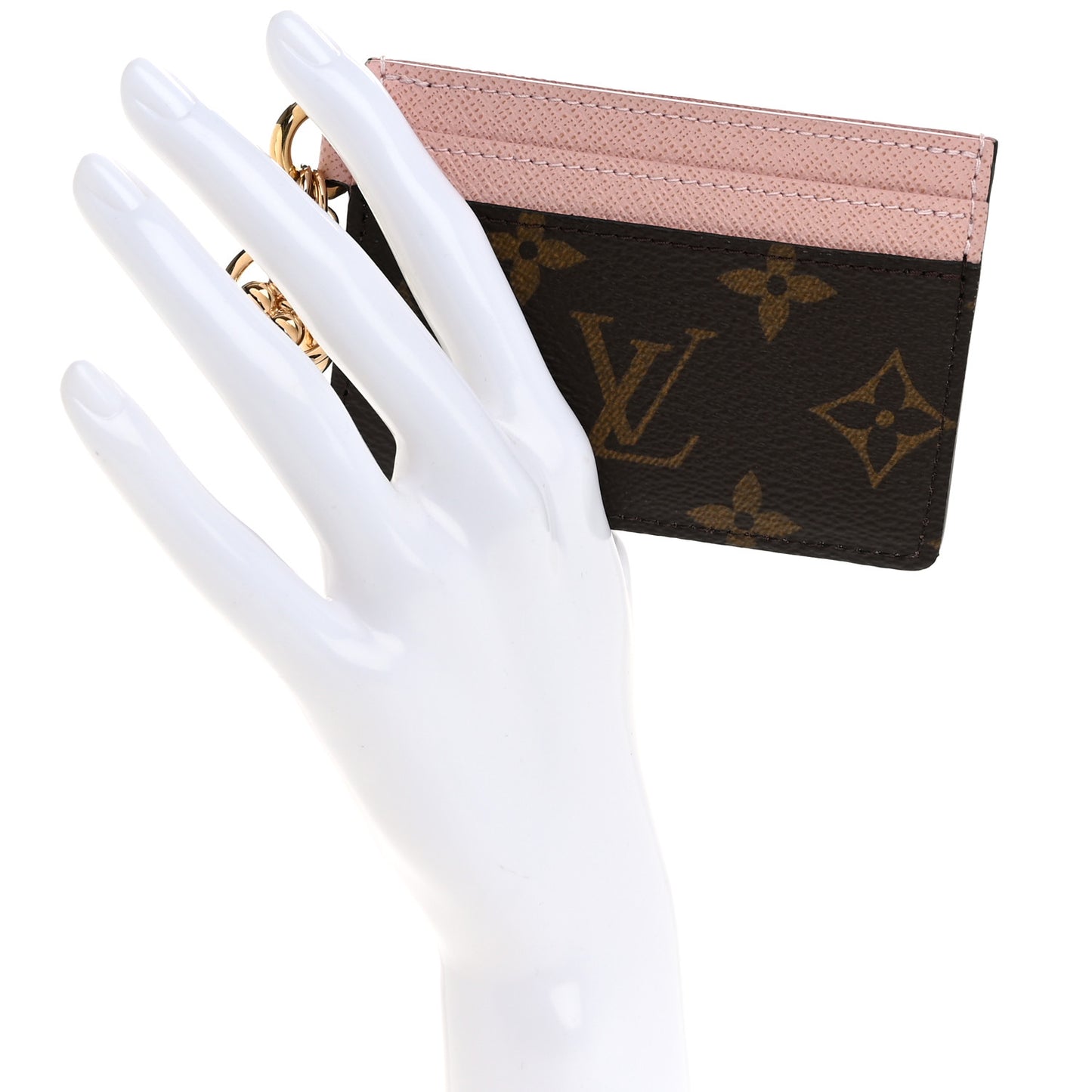 Monogram LV Charms Card Holder Rose Ballerine