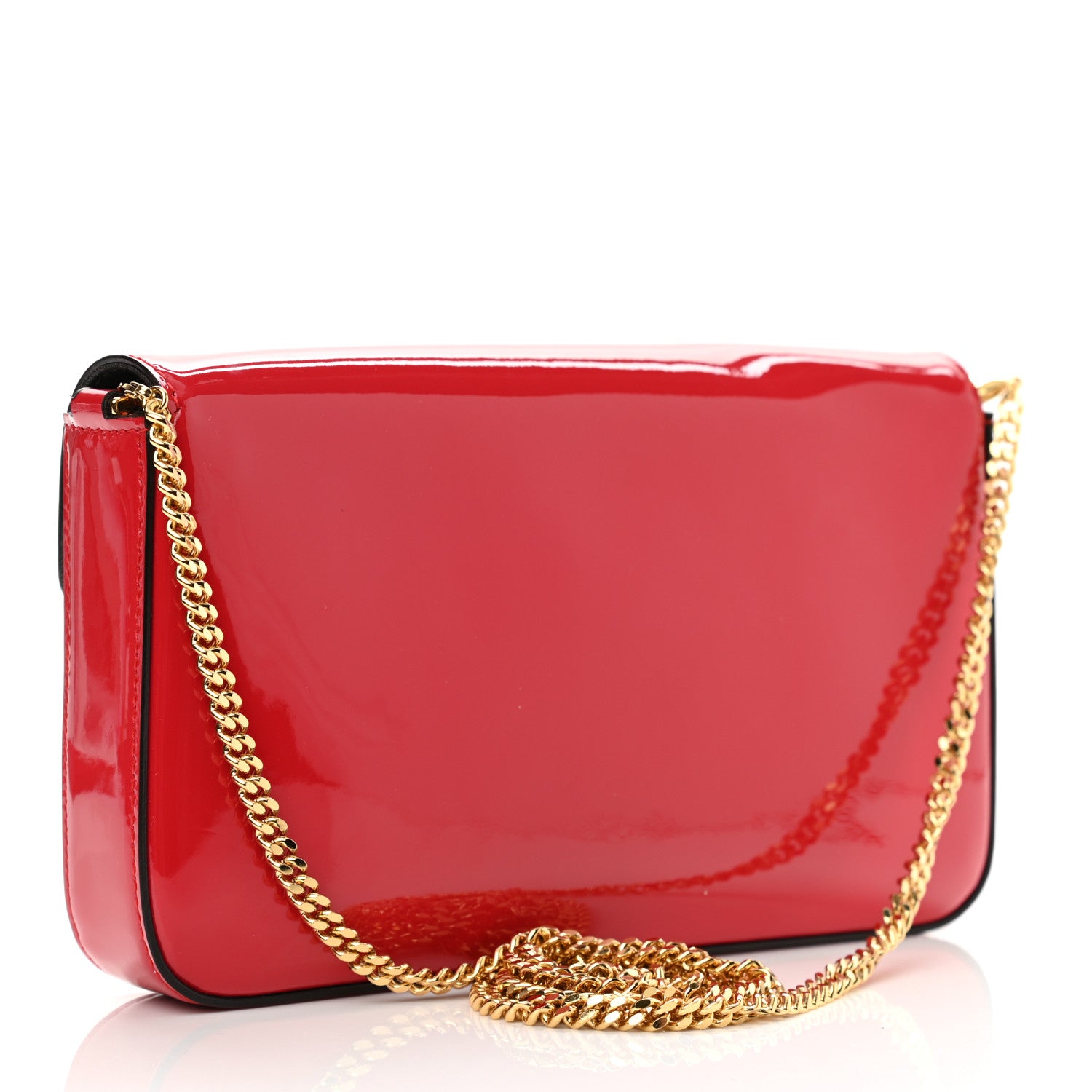 Fendi Vitello Vernice Mou F is Fendi Envelope Wallet on Chain with Pouches Rosso Cardinale 3 of 10