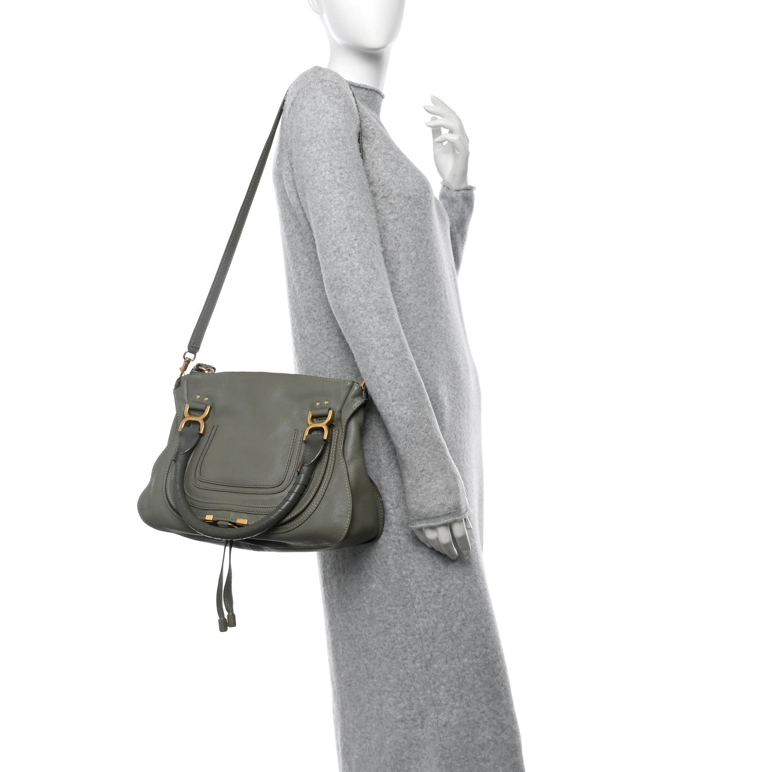 Chloe Calfskin Medium Marcie Satchel Baobab Green 2 of 12
