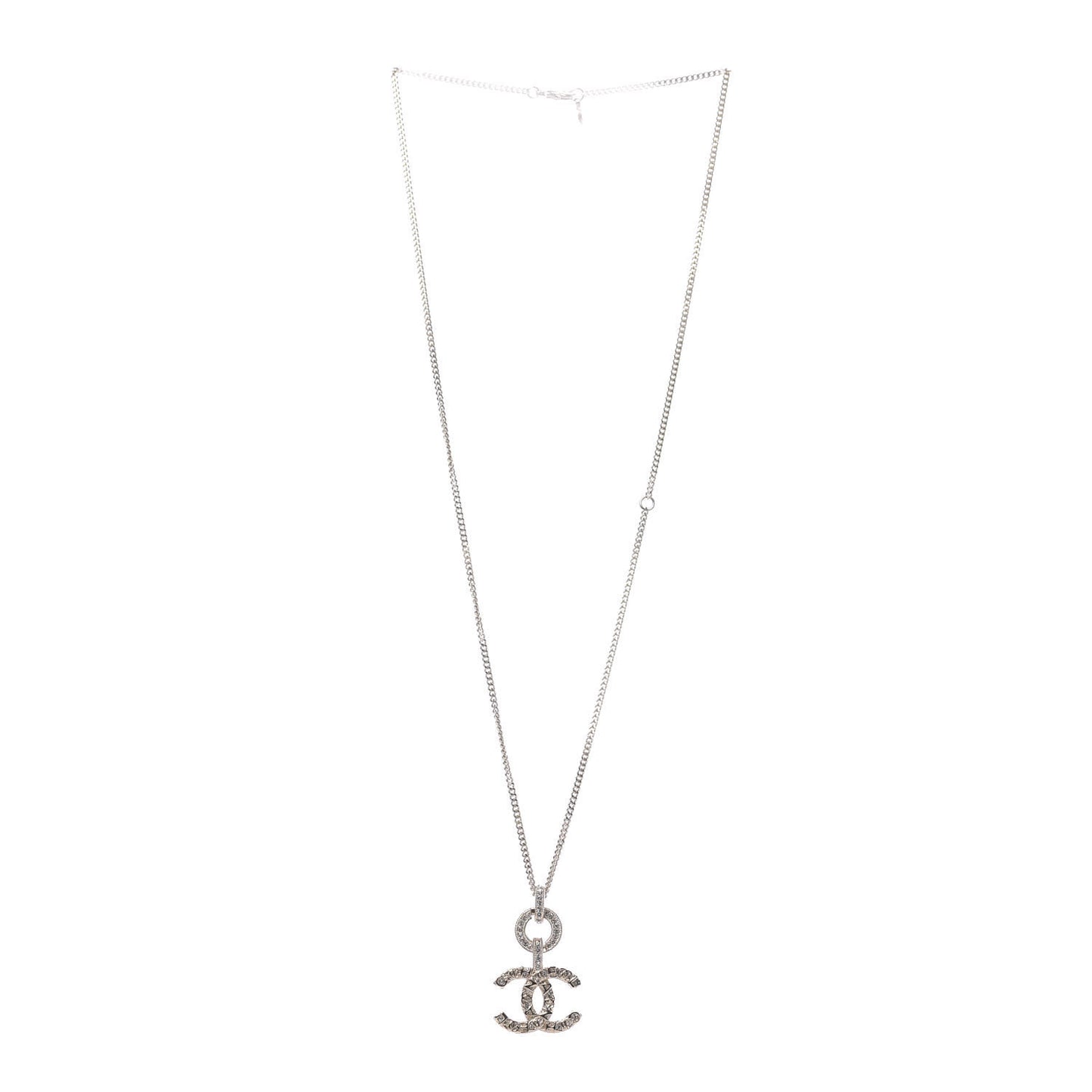 Crystal CC Logo Pendant Necklace Gold