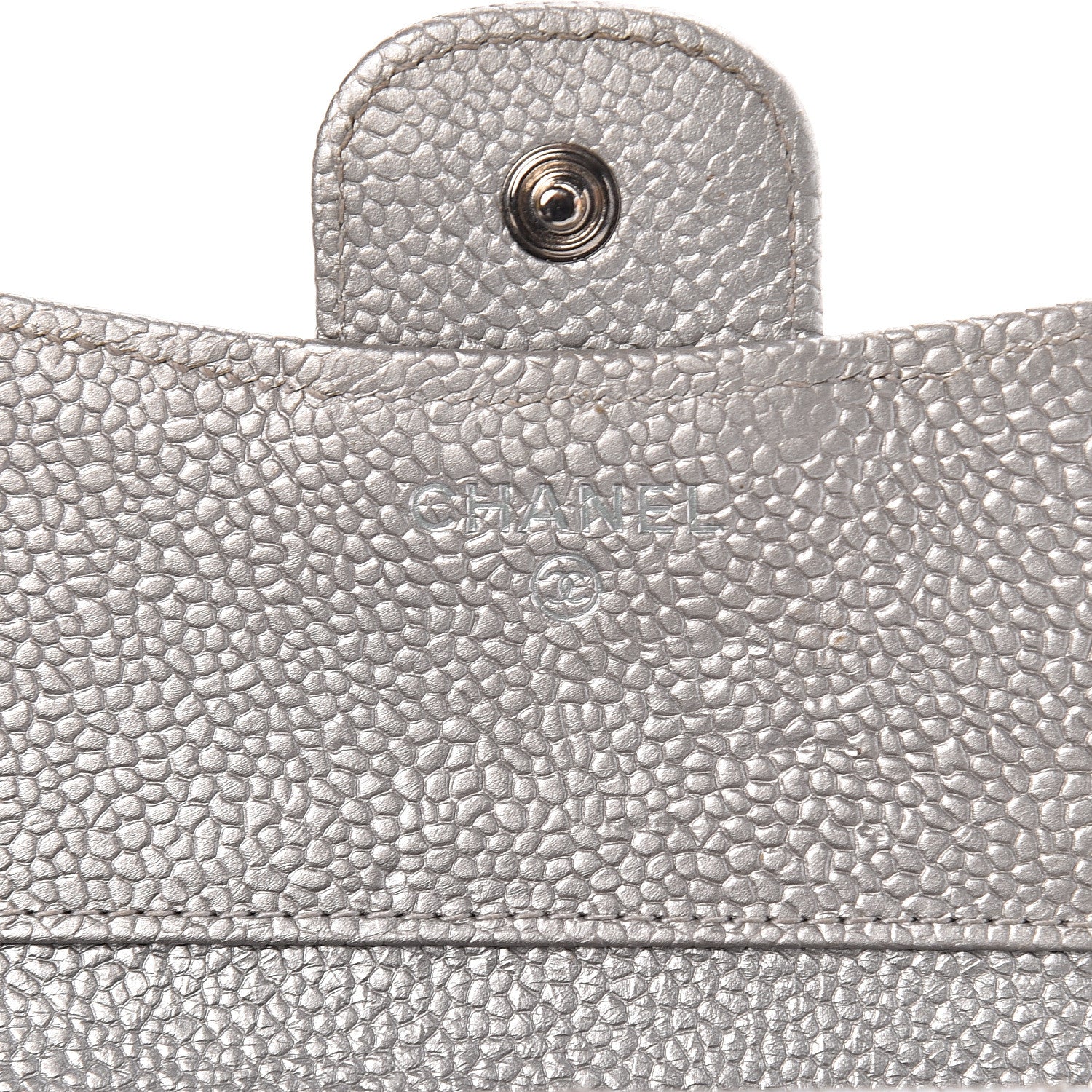 Chanel Metallic Caviar Quilted Compact Flap Wallet Silver 6 of 14