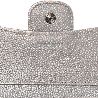 Chanel Metallic Caviar Quilted Compact Flap Wallet Silver 6 of 14
