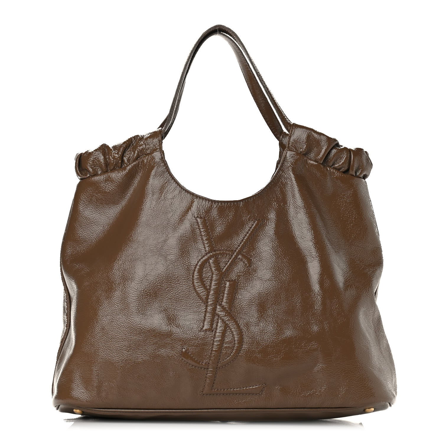 Saint Laurent Patent Calfskin Belle de Jour Cabas Tote Camel 1 of 7