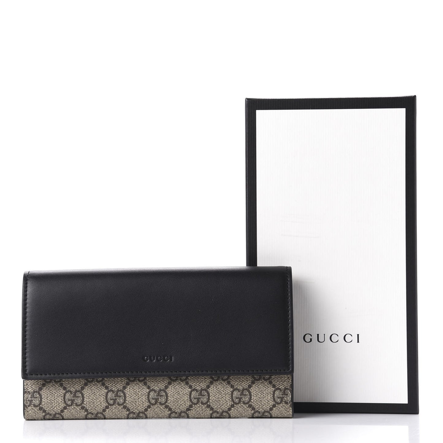 Calfskin GG Supreme Monogram Continental Wallet Black