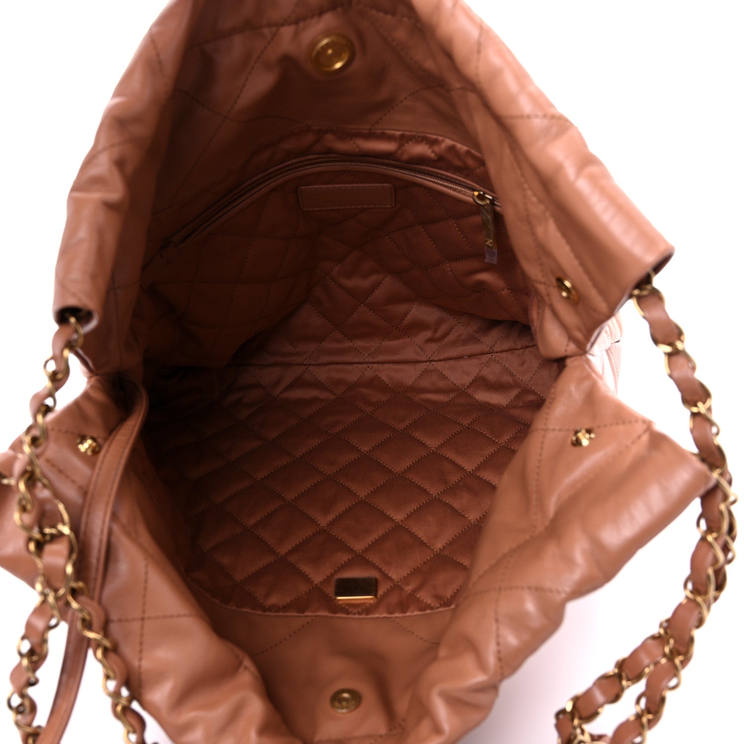 Chanel Shiny Calfskin Quilted Small Chanel 22 Camel 6 of 11