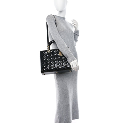 Christian Dior CHRISTIAN DIOR Patent Cannage Large Lady Dior Black 2 of 14