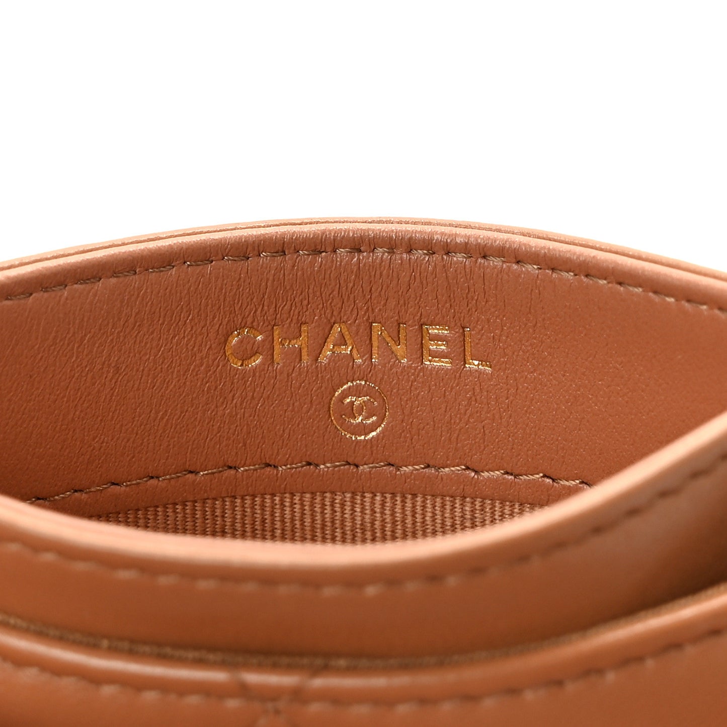 Lambskin Quilted Chanel 19 Card Holder Brown
