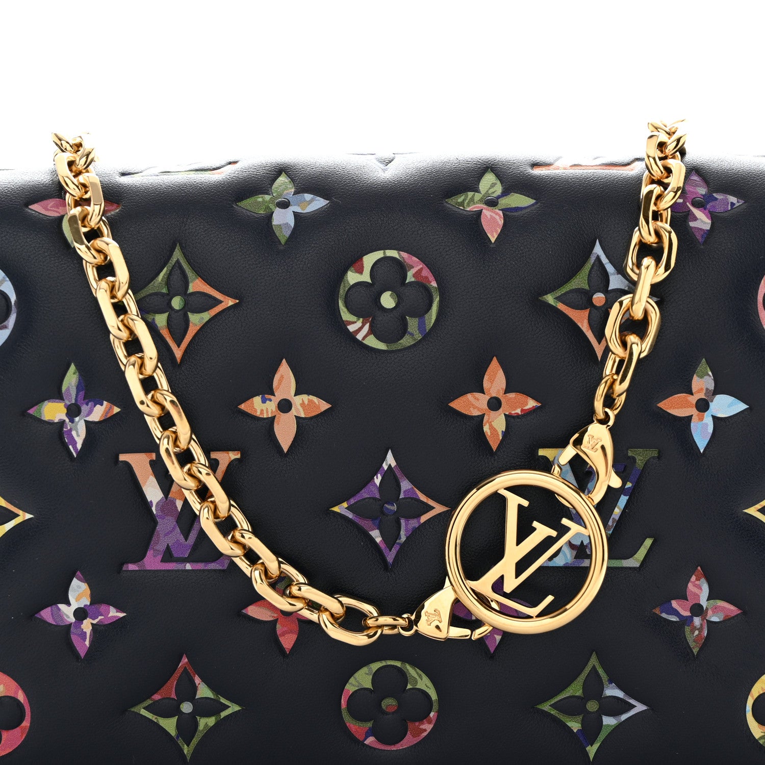 Louis Vuitton Lambskin Embossed Monogram LV Garden Pochette Coussin Navy 7 of 9