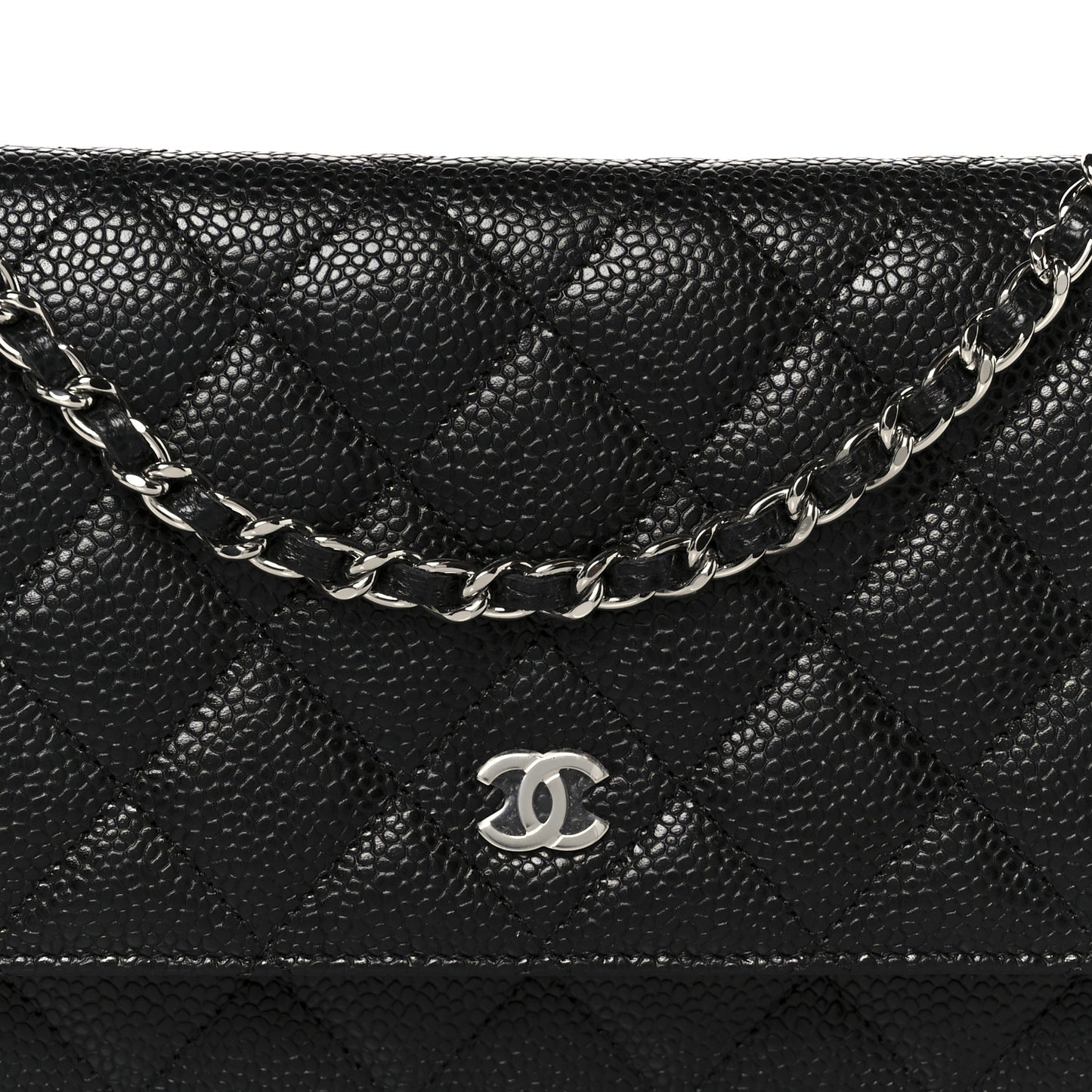 Caviar Quilted Wallet On Chain WOC Black