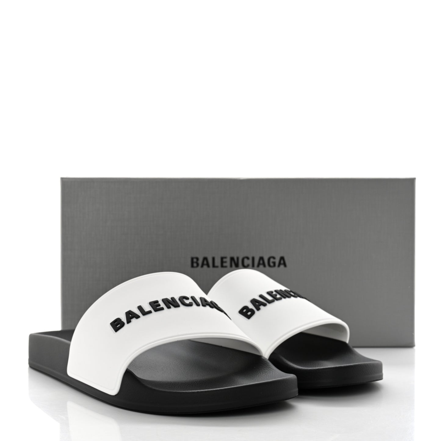 Rubber Mens Logo Pool Slide Sandals 42 White Black