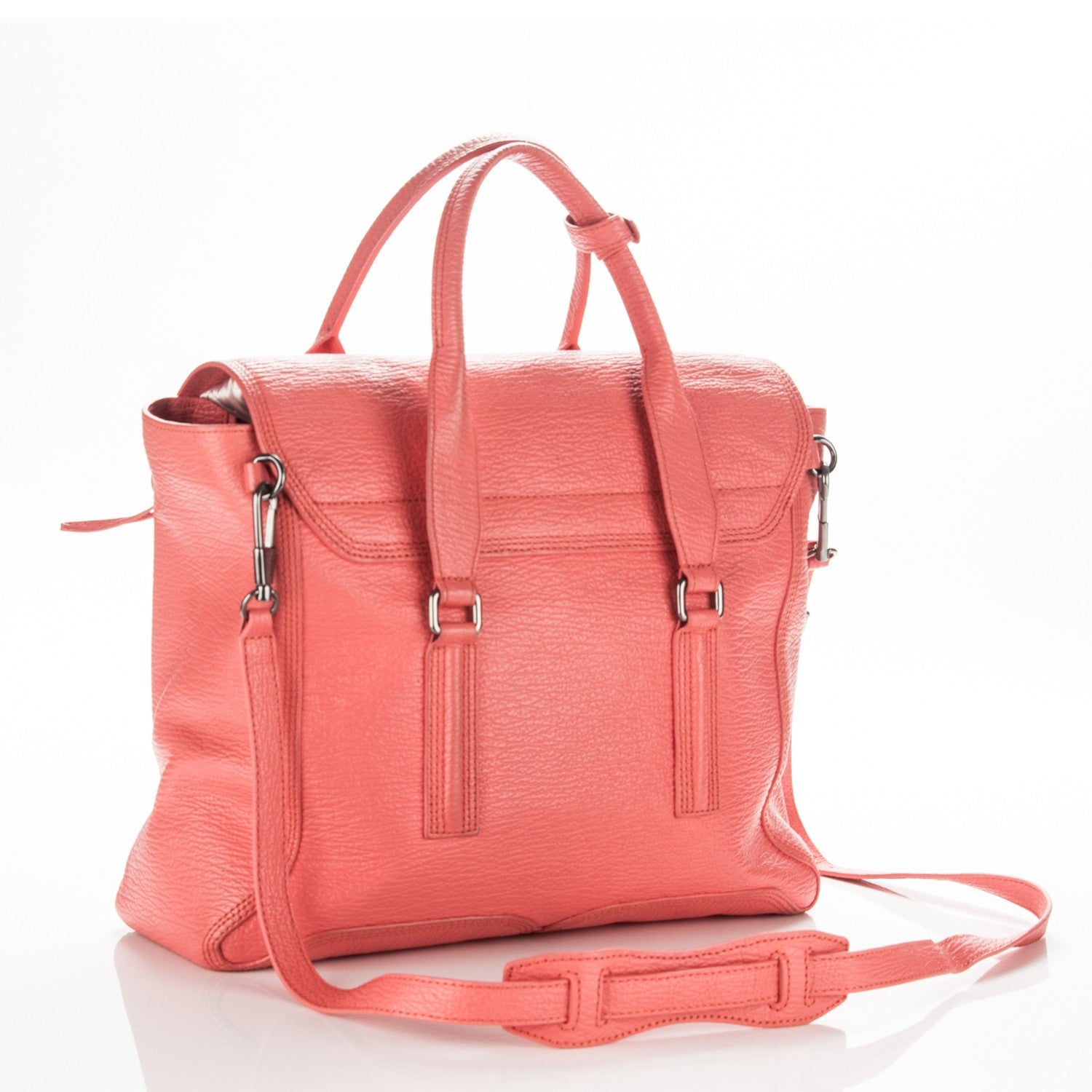 3.1 Phillip Lim 3.1 Textured Calfskin Large Pashli Satchel Coral 3 of 11