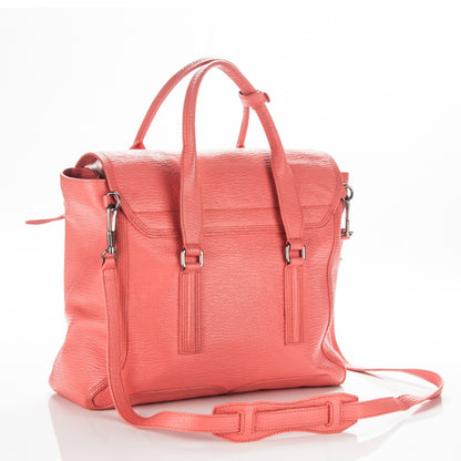 3.1 Phillip Lim 3.1 Textured Calfskin Large Pashli Satchel Coral 3 of 11