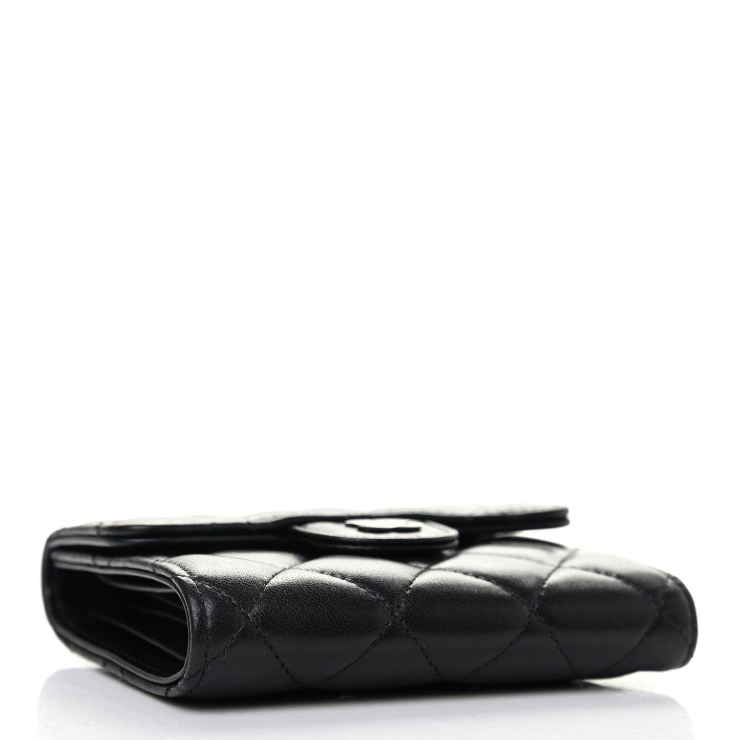 Lambskin Quilted Compact Flap Wallet So Black