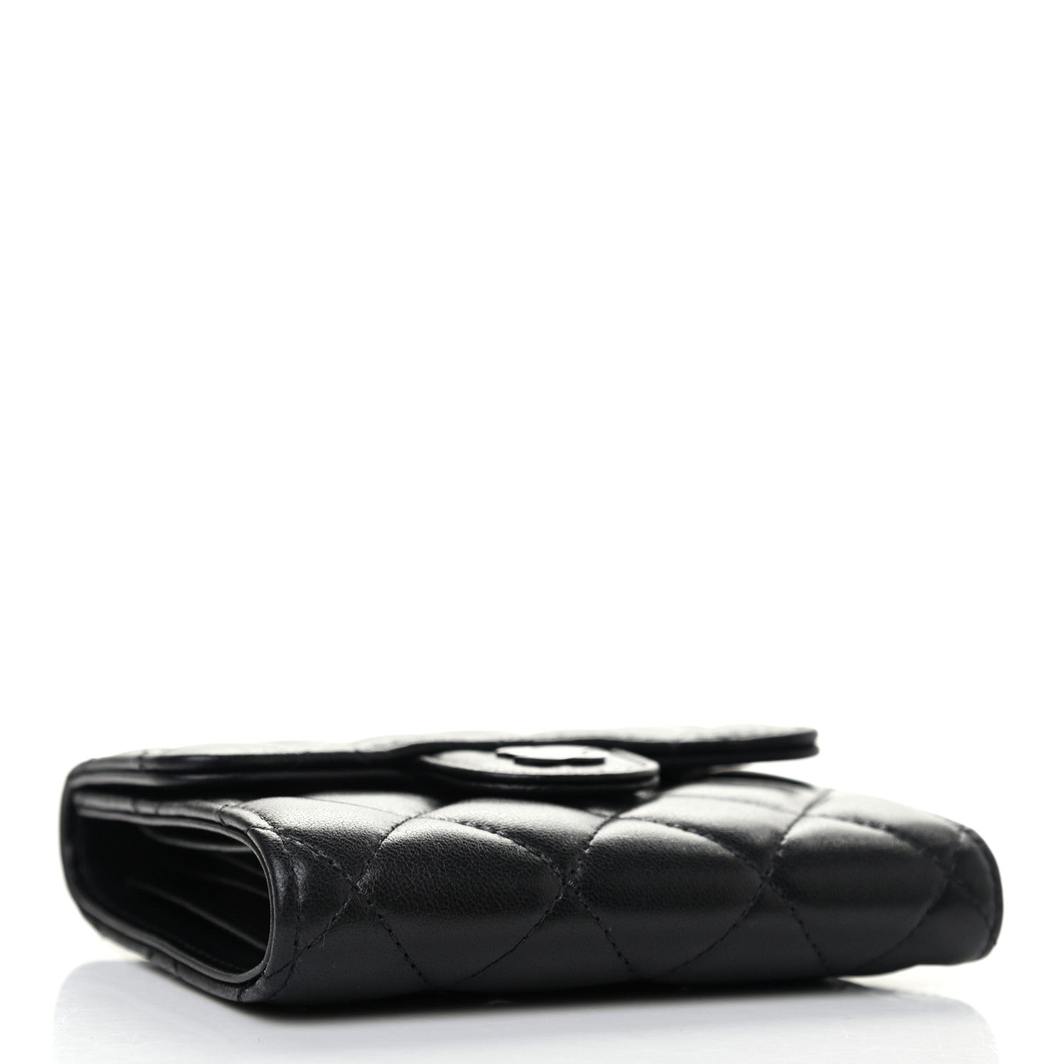 Chanel Lambskin Quilted Compact Flap Wallet So Black 3 of 6