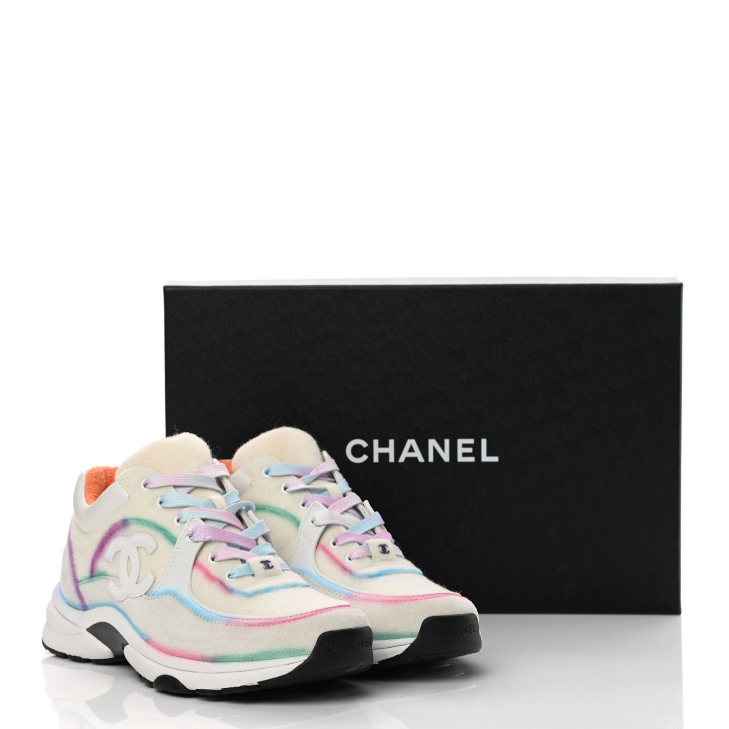 Wool Suede Calfskin CC Sneakers 37.5 Multicolor