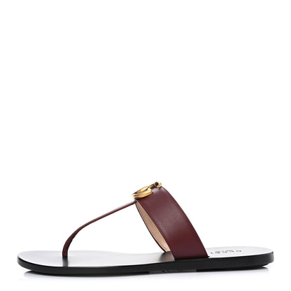 Gucci Calfskin GG Marmont Thong Sandals 36.5 Vintage Bordeaux 1 of 6