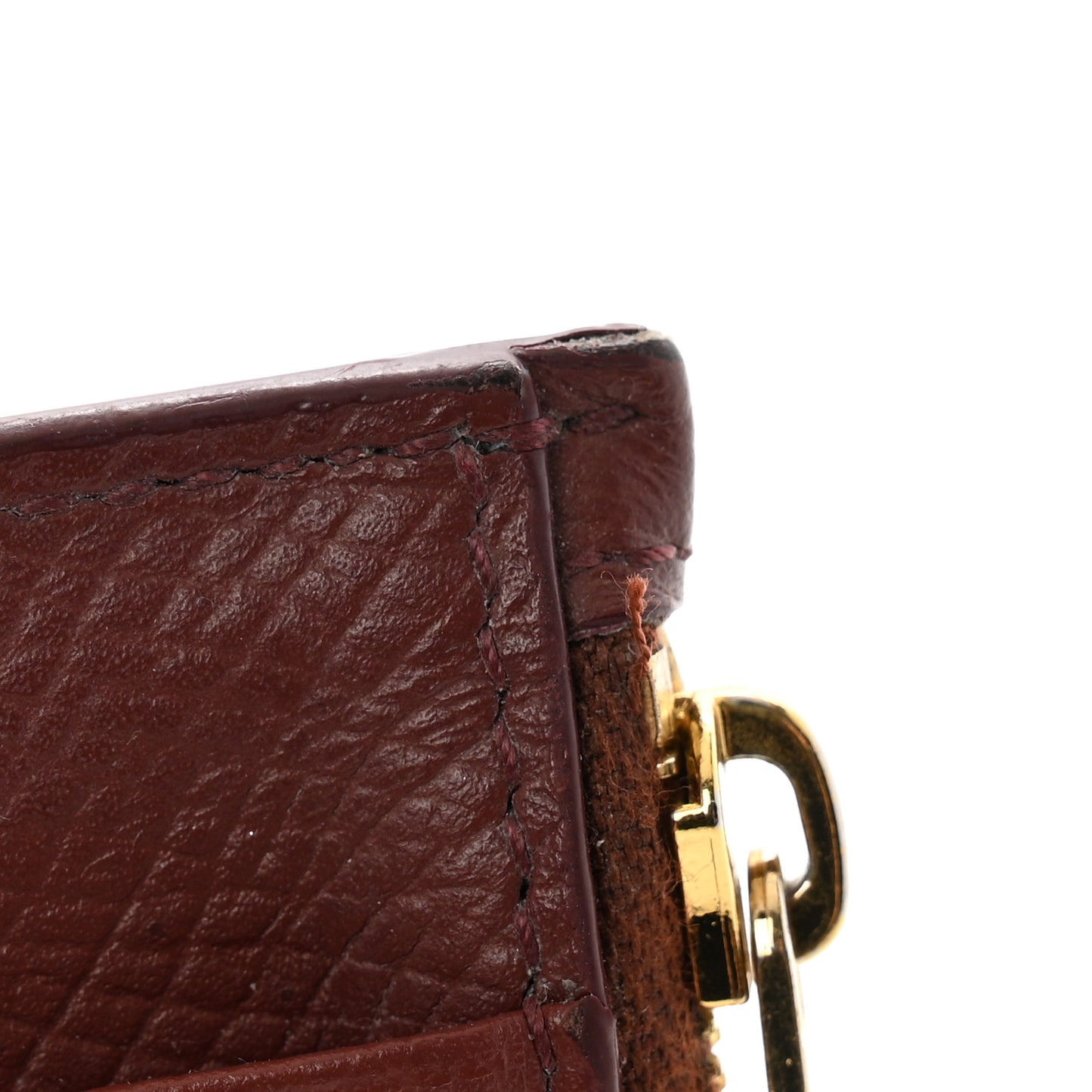 Grained Calfskin Zipped Card Holder Grenat