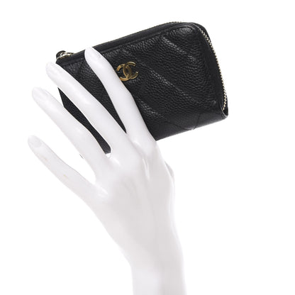 Chanel Caviar Quilted Zipped Key Holder Case Black 2 of 10