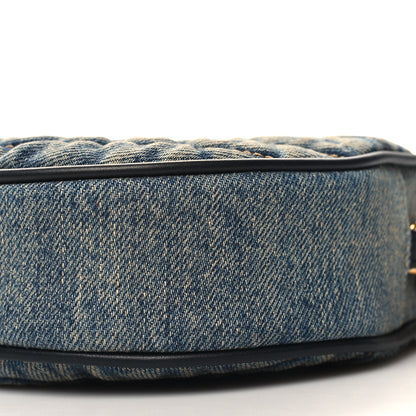 Saint Laurent Denim Quilted Monogram Round Crossbody Bag Rodeo Blue Black 10 of 11