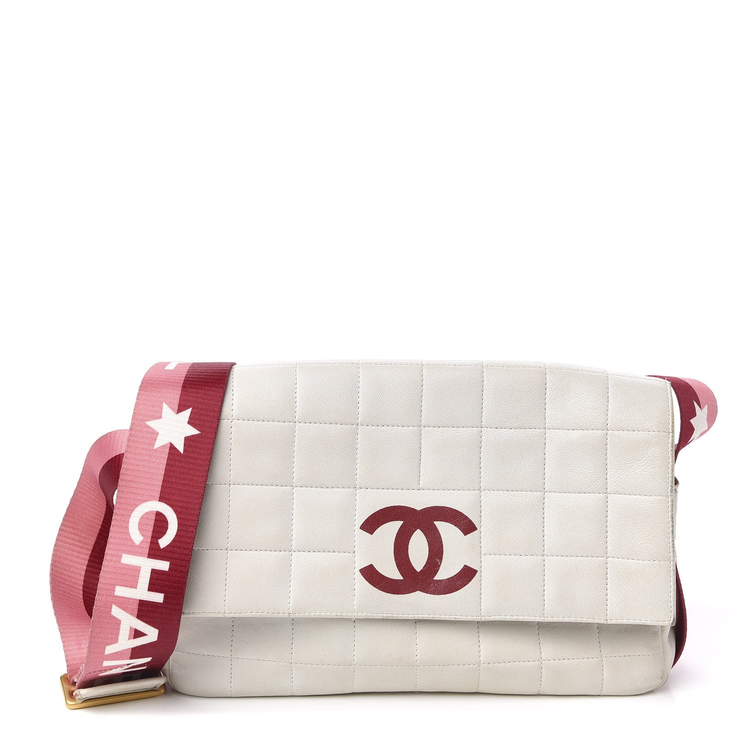 Chanel Lambskin Square Stitched Sport Flap White Red 1 of 15