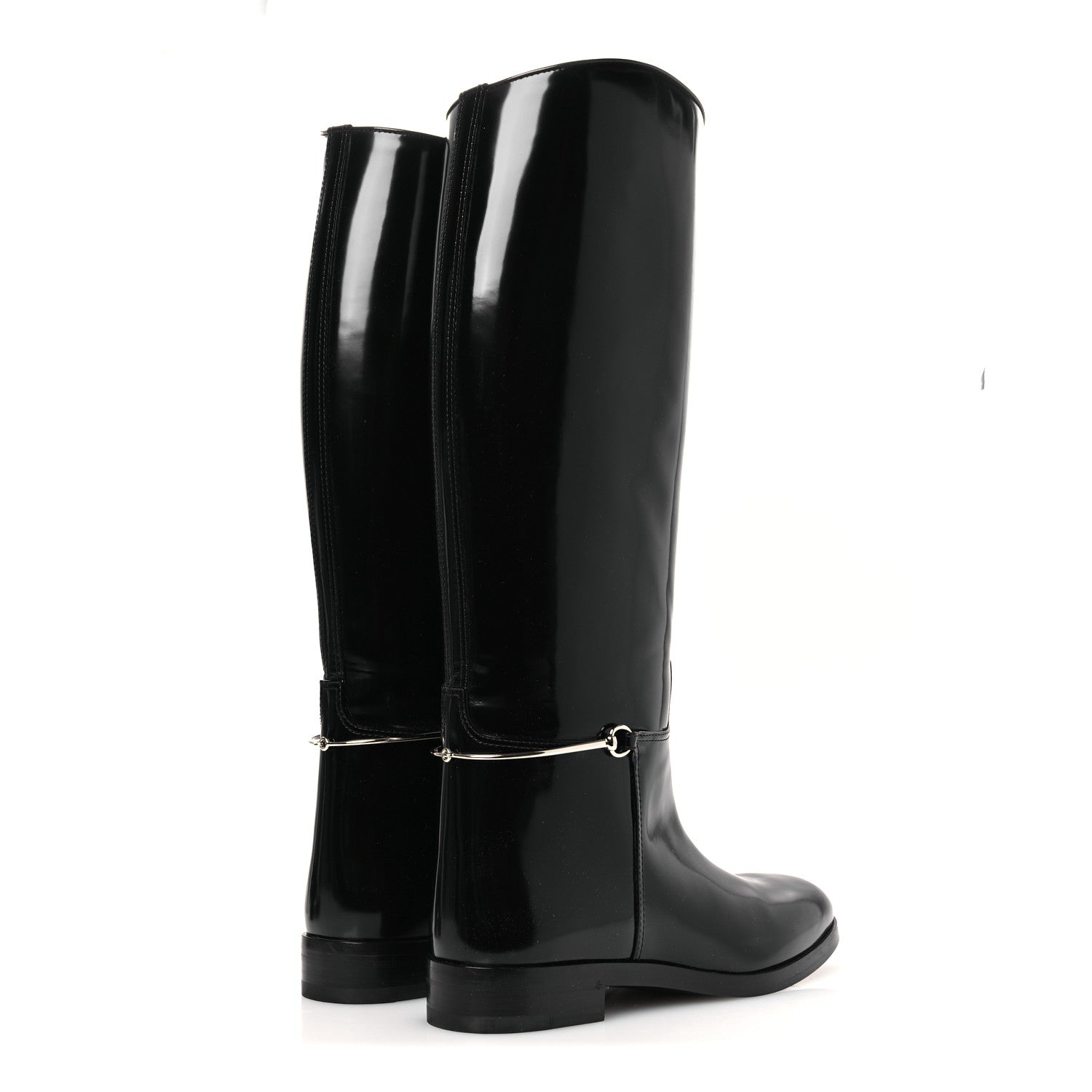 Gucci Brushed Calfskin Michelangelo Slim Horsebit Riding Boots 40 Black 5 of 11