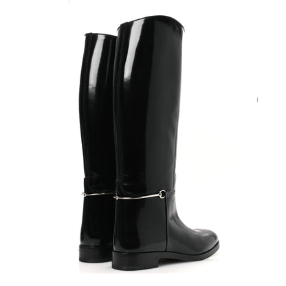 Gucci Brushed Calfskin Michelangelo Slim Horsebit Riding Boots 40 Black 5 of 11